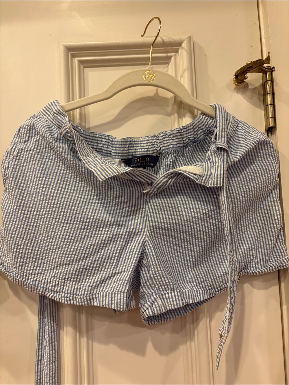 Polo by Ralph Lauren Blue and White Seersucker Kids Shorts